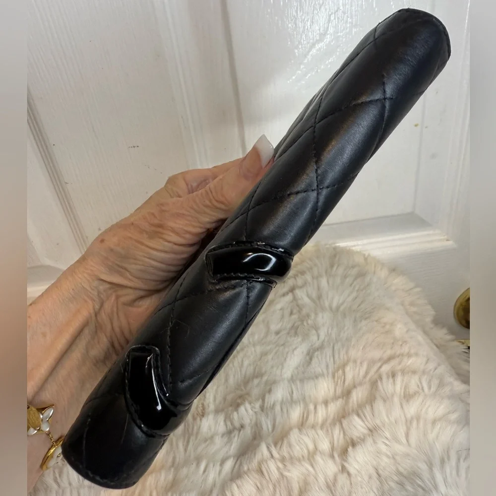 ❤️CHANEL LIGNE CAMBON BI-FOLD WALLET QUILTED BLACK LAMBSKIN - Picture 5 of 16